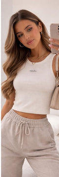 CELEIT LABEL TANK TOP IVORY