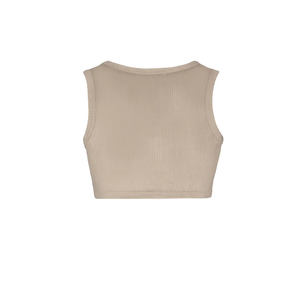 CELEIT LABEL CROP TOP BROWM