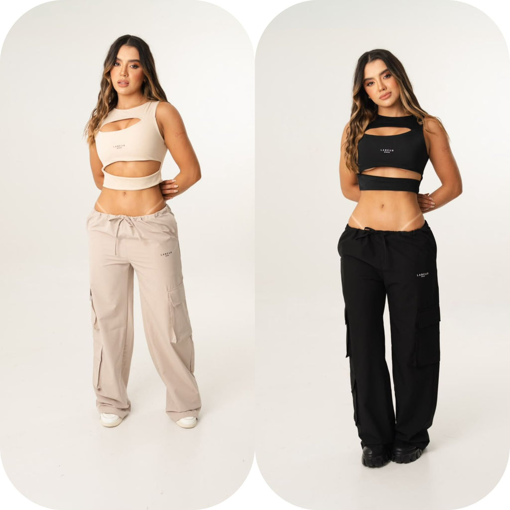 PANTALON ELLE BEIGE y NEGRO